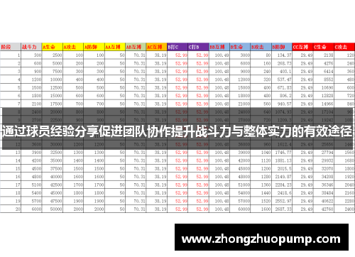 通过球员经验分享促进团队协作提升战斗力与整体实力的有效途径