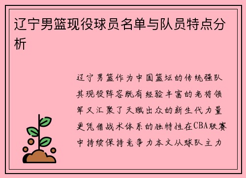 辽宁男篮现役球员名单与队员特点分析